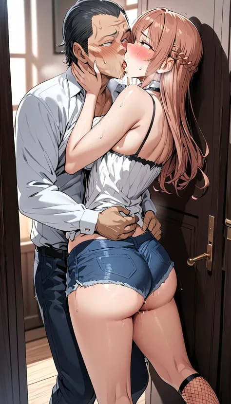 nsfw,1scene,from front,cnc,High quality,Ultra-high resolution,High-definition illustrations,Masterpiece,extremely detailed,highres,detail eyes,detail mouth,bewitching woman,(married sexy milf is glossy lips and geezer perv is lust hentai),(black heir),eyes...