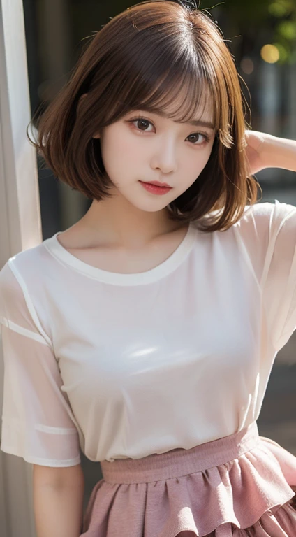  top quality, masterpiece 、 Actual Photos、The most beautiful woman in the world、 slender 、Princess、 Perfect Beautiful Face 、 perfect and beautiful eyes 、 Perfect and Beautiful Double Eyelids 、 Fashion Model 、 short haired 、Perm Hair、 Light Brown Hair 、( co...