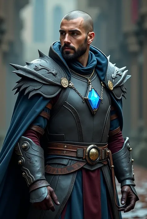 Kael Valaran is a man of striking presence. Standing at about 6 feet tall, he has a lean, athletic build honed by years of combat. His features are sharp and angular, with a strong jawline, high cheekbones, and piercing blue eyes that glow with magical pow...