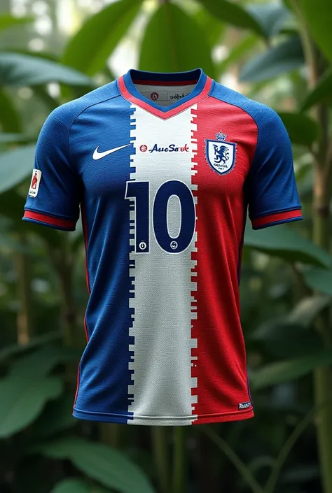 Generate only football jersey for france made of coconut,  and the jersey has number 10 infront 