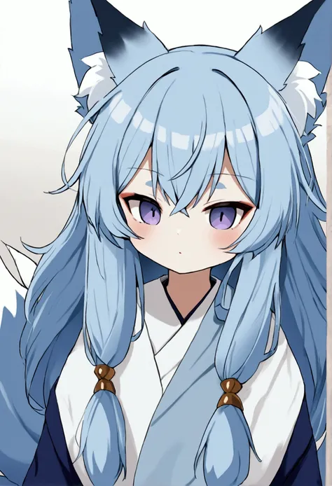 fox Light blue hair 　beast girl　indigo fur　fox beast girl