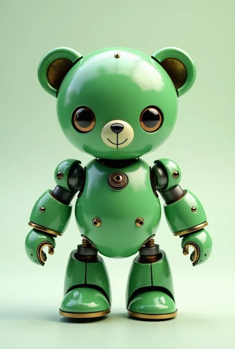 small green metal robot teddy bear