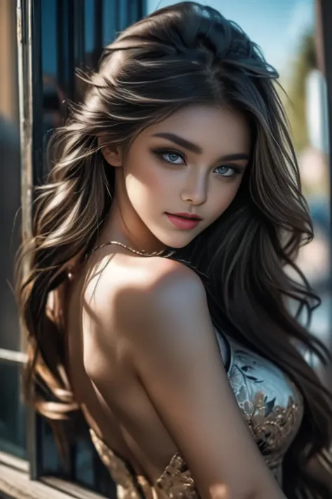 Create a hyper detailed photograph of a tattoos young sexy female berserker deathknight, Stunningly perfect gorgeous soft feminine face, perfect makeup, detailed vibrant Florent neon eyes, long hair, high detailed beautiful legs, high detailed beautiful ar...