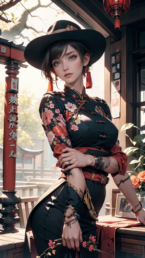  Official Art , unity 8k 壁紙,  super detailed, beautiful、 and aesthetic,   masterpiece  ,  top quality, Chinese style, (zenTangle, Mandala, Tangle, enTangle), floral ecstasy,  1 girl in uniform,  very detailed,  dynamic angle,  cowboy shot, 最もbeautiful混沌の形,...