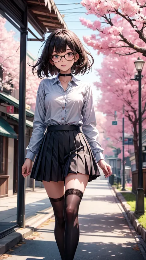 (( best quality )), (( masterpiece )), (Detailed), ( Black pleated skirt for students ,  dynamic lighting , movie lighting), 動漫wind格, Cute Japanese girl, (( upward view)),  looking at the viewer ,  wind ,  perfect body structure ,  White collar shirt with ...