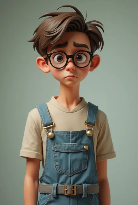 @Meta AI has created an image of a young man with glasses and brown hair who looks shy and insecure high-waisted mom jeans