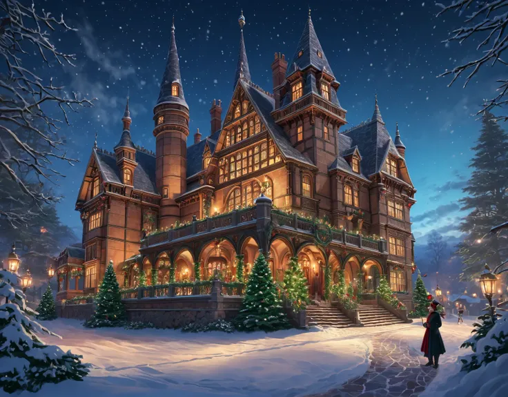 Christmas at Thornfire castle. victorian christmas. stunning. snow, tree. Official Art – Charecter profile. An Award-Winning Digital Masterpiece In 4K Ultra HD, Extreme Detail And Intricate Realism. Symmetrical Face. This Concept Art Brought To Life By The...