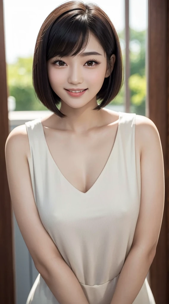 Alafed asian woman with a bob short hairstyle, huge smile, the face of a beautiful Japanese girl, nude,Young adorable Korean face, young cute wan asian face, girl cute-fine-face, asian beautiful face, Beautiful young Korean woman, japanese facial features,...