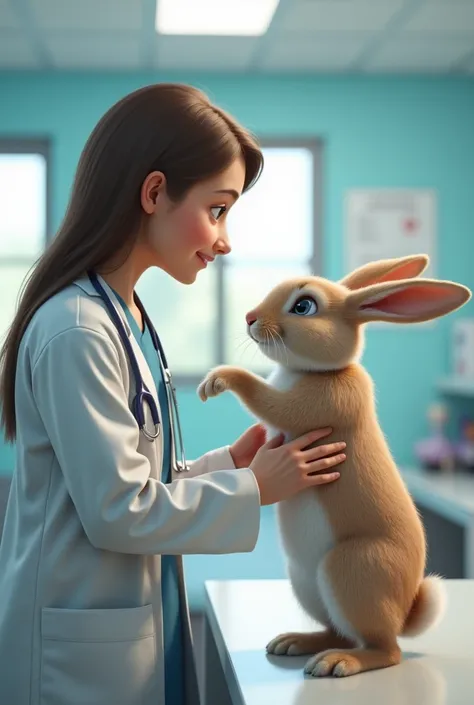 a realistic couple of characters a rabbit and a Dr. Crystal