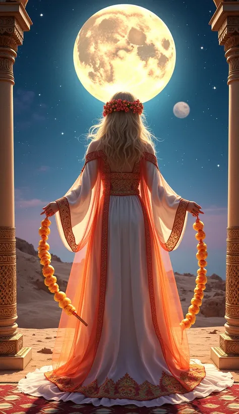 Create a surreal masterpiece capturing the essence of the New Moon in Scorpio. The scene should be a hand-drawn marvel with 32k resolution, featuring a full-body figure of an Arabian modest, cute woman standing tall in a vibrant, mystical light. Emphasize ...