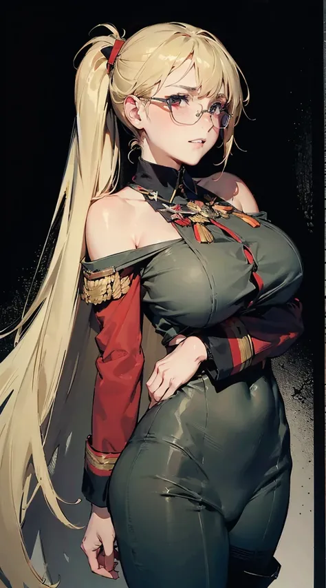 hornet II, hornet(azurlane), one woman, beauty, big breasts, large ass, green eyes, makeup, long hair, hair longer than body, fluffy hair, long twin tails, hair longer than body, extremely long hair, blonde hair, busty, adult woman, black bunny suit, black...