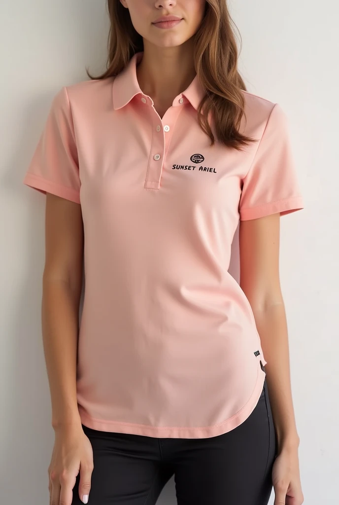  a polo shirt for my workers , My company is called "Sunset Ariel ".  the polo can be black or pink. It has to be feminine