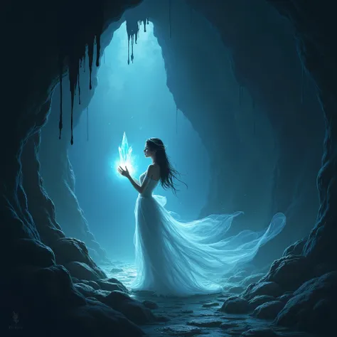 inside a cave a princess pick up a glowing crystal and world around her start to spin