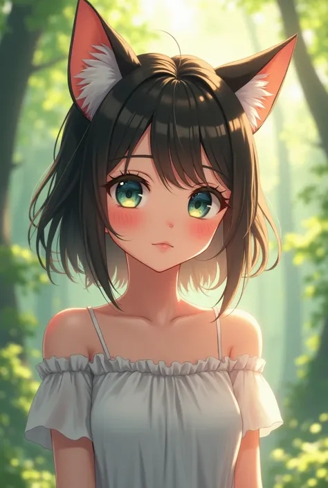 Nude anime teen with cat ears in full growth