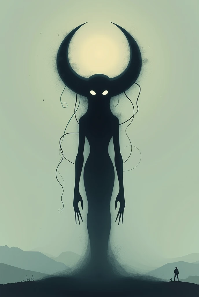 Create the supay  ( Andean demon )  in an illustronaut-style illustration, but minimalist
