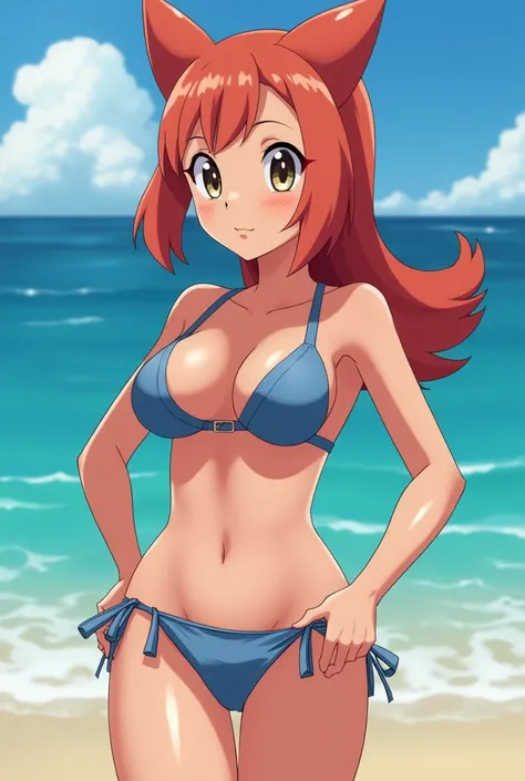 Misty Pokemon anime character in bikini with breasts and big butt
