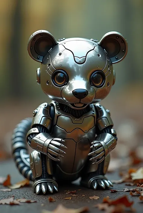 a cute tiny bengal [ bear ] made out of metal, (cyborg:1.1), ([tail | detailed wire]:1.3), (intricate details), hdr, (intricate details, hyperdetailed:1.2), cinematic shot, Vignette, centered