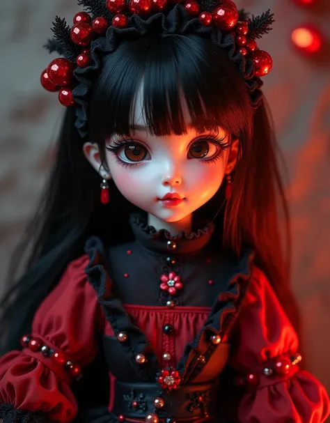  When you open the huge Christmas gift box, a life-size real doll appears from inside 。 The doll looked like an incredibly beautiful and vibrant 18-year-old girl with a perfect goth Lolita costume。 detailed face 、 beautiful eyes、 long eyelashes、She has a c...