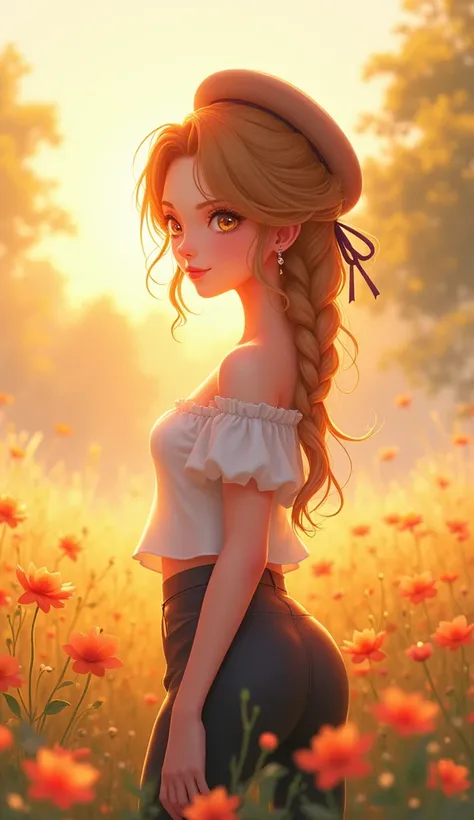  Watercolor aesthetics and realistic style ， High Resolution ， delicate and lively brush strokes ，Enhanced 3D various angles ，A beautiful girl ，Eyes shine ，long eyelashes， Golden shiny long hair flowing 、 Braid shape ， Animated character standing in a flow...