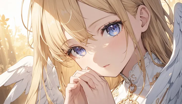  top quality,Blonde Angel,pray,Mysterious,cute