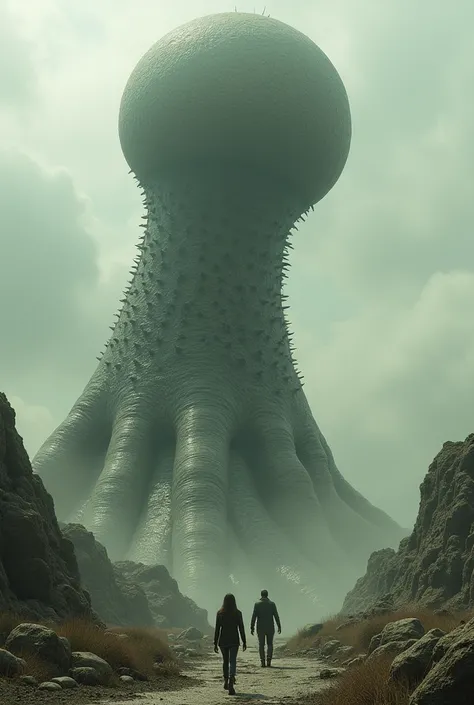 a huge phallus, penis, dick thick with spikes, alien, cylindric with a big head