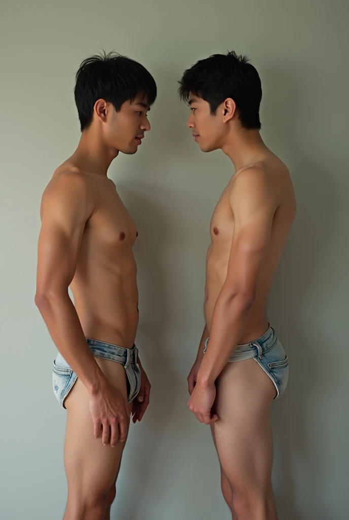 Two slim Japanese boys with big penises