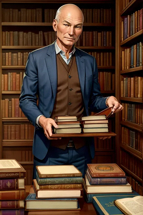 Patrick Stewart: Viggo Mortensen: A librarian organizes books in an ancient library.