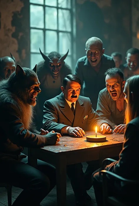 very cool Halloween monsters hangout out with Adolf hitler and playing Xbox games 