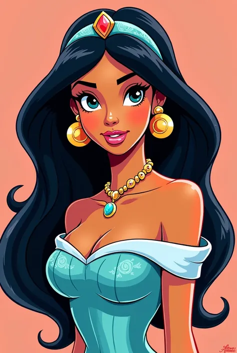 Princess Jasmine drawn like a pop art sketch 