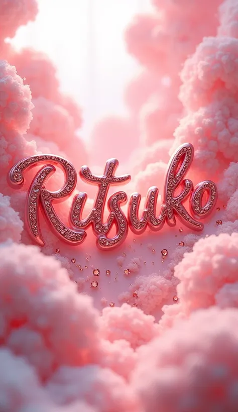 The name Ritsuko is written in cursive, three-dimensional, fantastic, and luxurious, with a pink feel