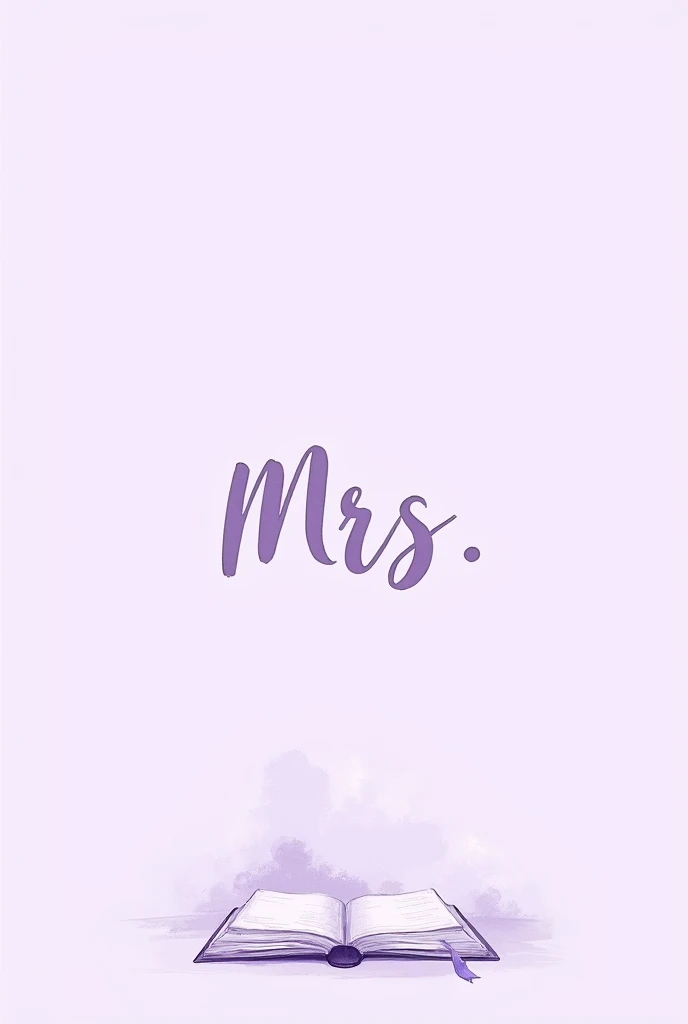 Create a lavender background image with the phrase Mrs. with a book painted underneath 