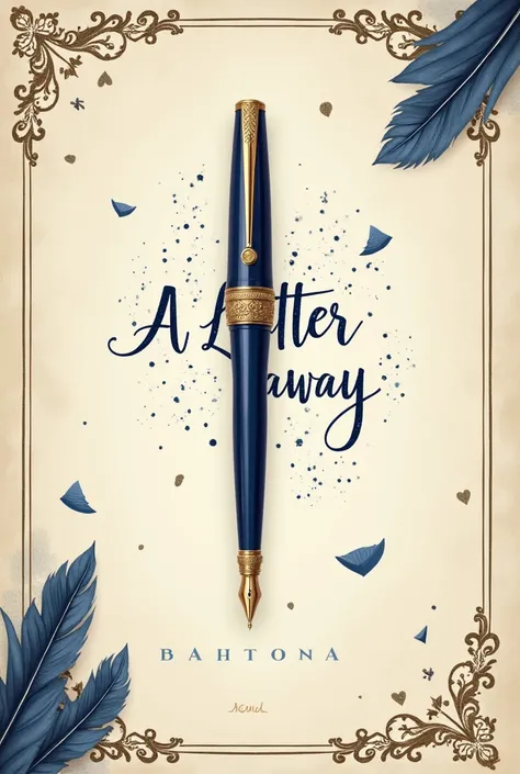 An avatar for Facebook. Royal style but not to maximalist, light navy blue and dusty gold and paper cream color, the topic is about written letters, make paper cream color the main one, blue is second and dusty gold is last. Paper cream color needs more ca...