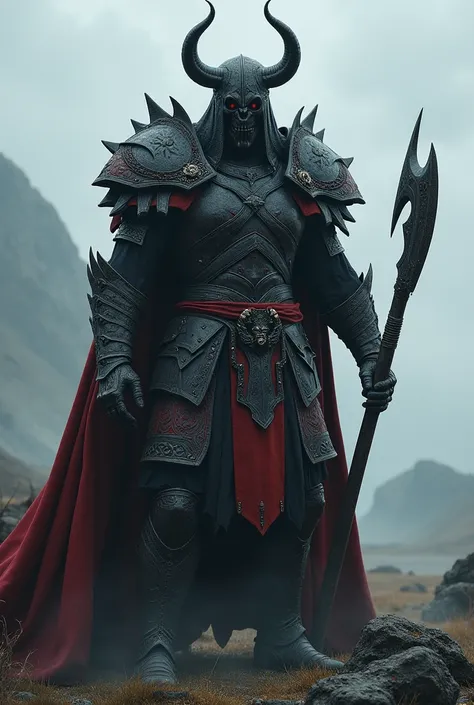 Viking style reaper, black and red viking armor