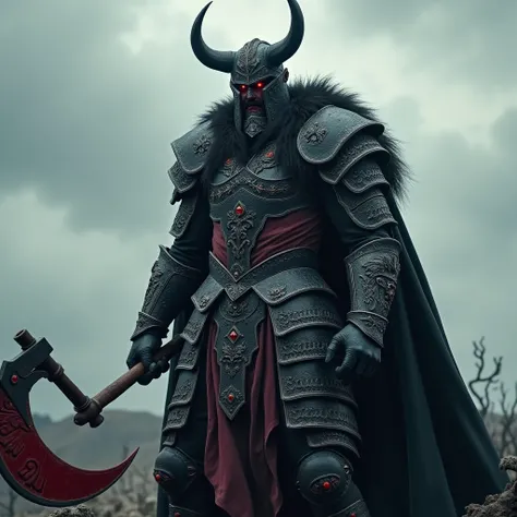 Viking style reaper, black and red viking armor