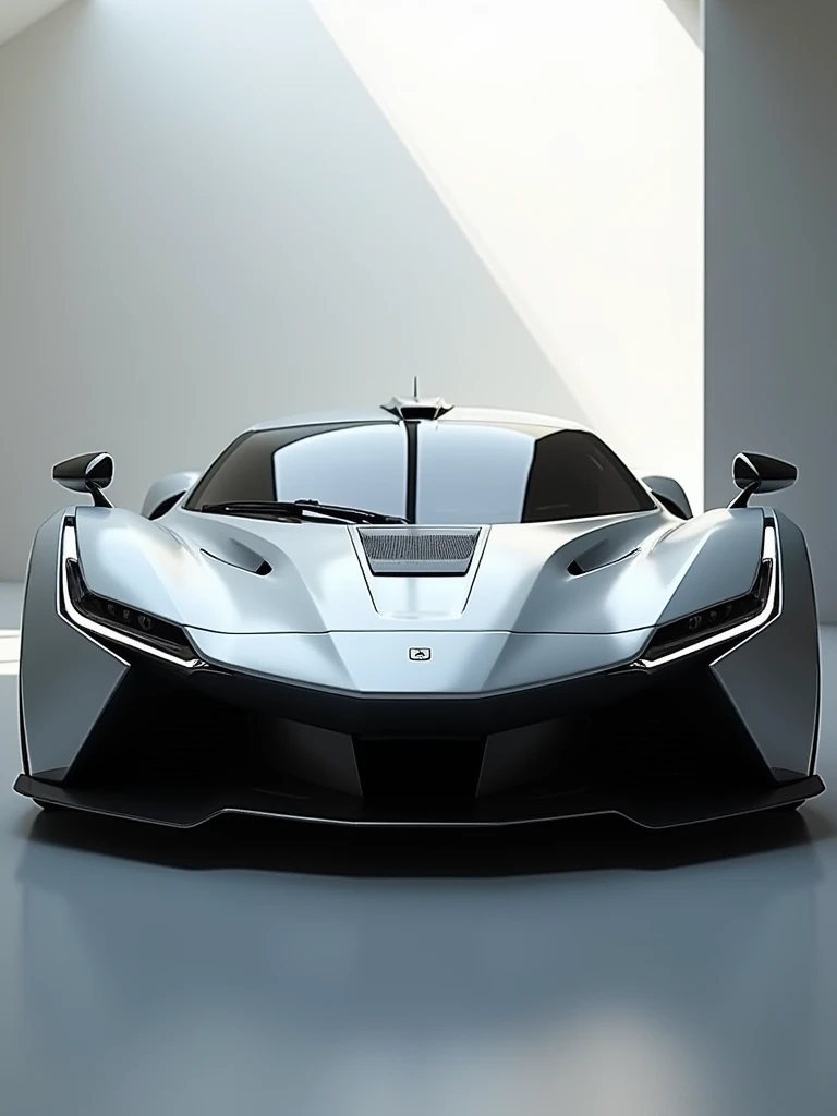 Generate me a car front view that is a mix between the Apollo evo project and the Ferrari LaFerrari 