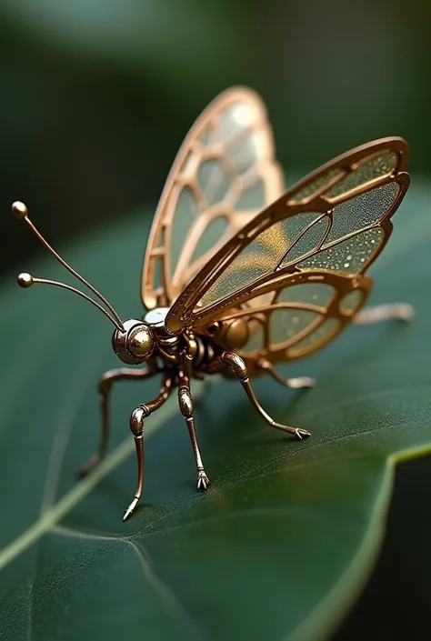 a cute tiny bengal [ Butterfly] made out of metal, (cyborg:1.1), ([tail | detailed wire]:1.3), (intricate details), hdr, (intricate details, hyperdetailed:1.2), cinematic shot, Vignette, centered