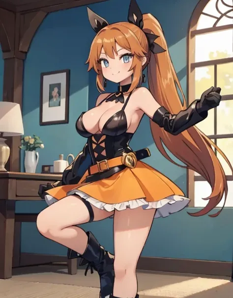 BotTxt2ImgStudioExpires in 13 Day(s)

"Masterpiece, best quality, 1 girl, orange long hair, ponytail in hair, blue eyes, standing indoors with intricate details and sunlight. black and yellow frilled dress with short neckline, black gloves, black butterfly...