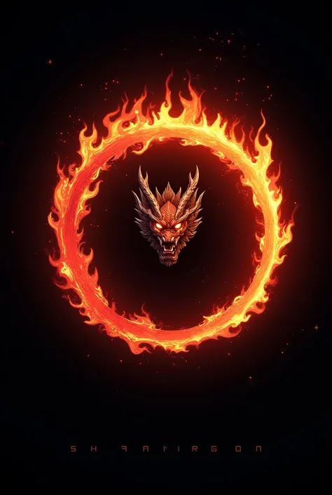 2D logo ,the center is the circle bordet flame fire, In the small size in the center circle dragon face , background black , text is Shifan Titan