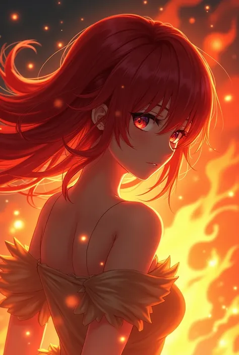  wallpaper , anime, red, Love, fire, girl, single 