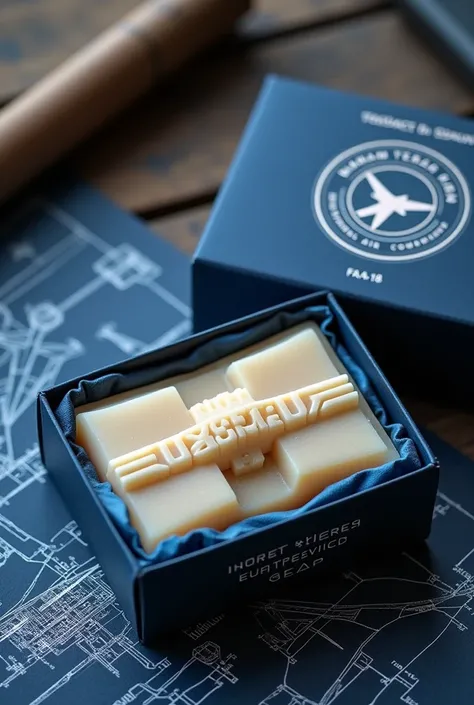 Soap bar military aviation inspired soap,FA/18 SUPER HORNET,101st THORMACH TERADACTAL AIR COMMAND FIGHTER SQUADRON BRANDING,PACKAGING FOR MY SOAP BAR, Navy blue color packing , soap bar wrapped in blue aviation drawing board paper of a fighter jet