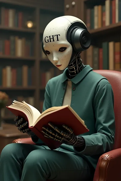 Picture “chat gpt” reading a book. The body is human, but the name “chat gpt” is written on the head