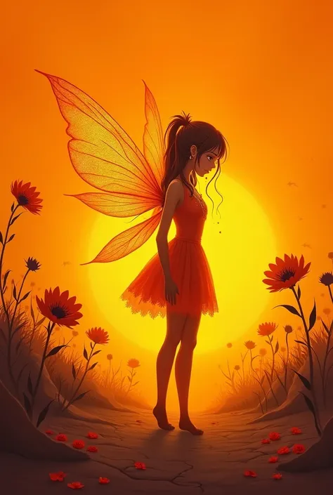  Can you create a fairy card in orange tones representing:
- unbearable heat 