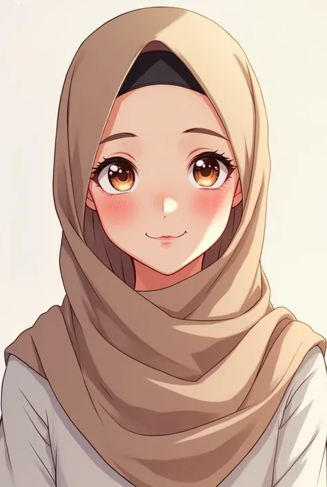 A beautiful anime drawing of a Muslim wearing hijab in high resolution, I smile, 