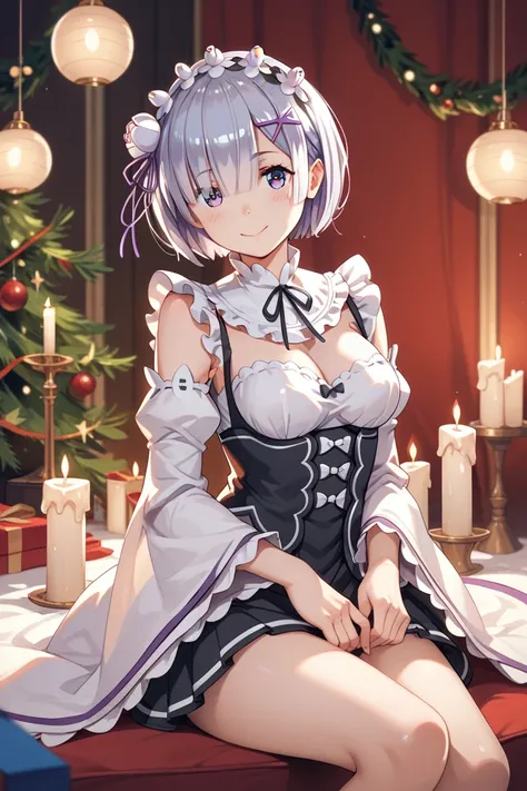 Create a picture of character from Re: Zero the anime series and Take the characters of the series Emilia, rem ,ram , Subaru Celebrating the Jewish holiday Hanukkah With a menorah with 8 candles