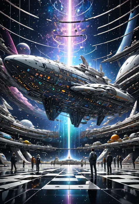  crossword puzzle、conceptual installation fantasy art, (huge spaceship:1.1), background galaxy, cosmic rays, shading effects, gradation magic effects, (ultra detailed, absolutely resolution, best quality:1.3), 2.5D, delicate and dynamic, artistic photograp...