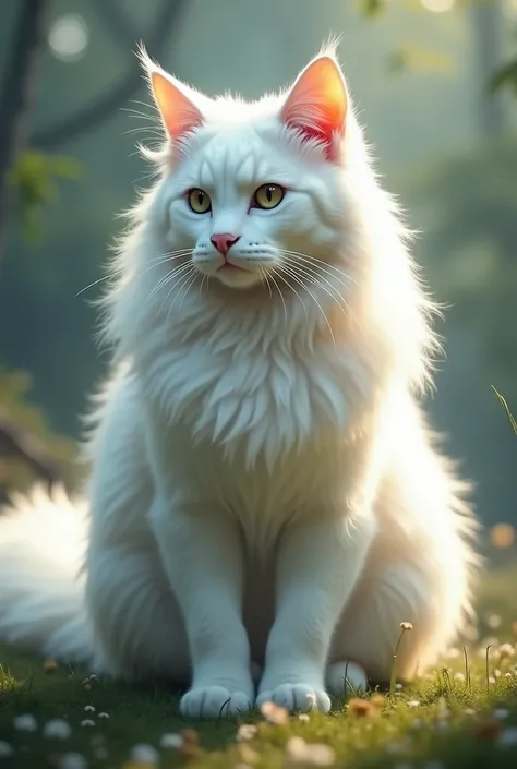 A big and beautiful cat with white hair is the most beautiful cat in the world