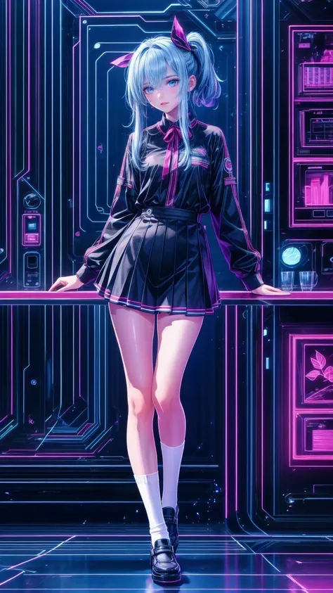  top quality,  masterpiece  , high definition , original ,extremely 詳細ed wallpaper,  PERFECT LIGHTING ,extremely 詳細ed CG, standing,
bb制服, thigh-length socks ,