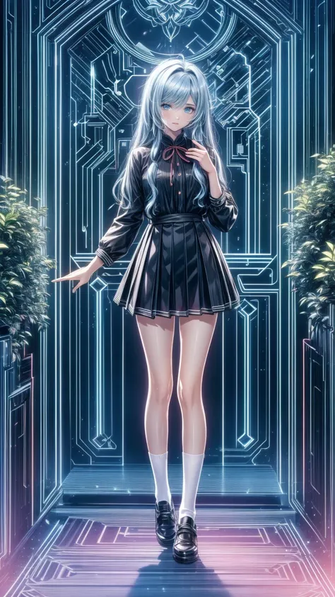  top quality,  masterpiece  , high definition , original ,extremely 詳細ed wallpaper,  PERFECT LIGHTING ,extremely 詳細ed CG, standing,
bb制服, thigh-length socks ,