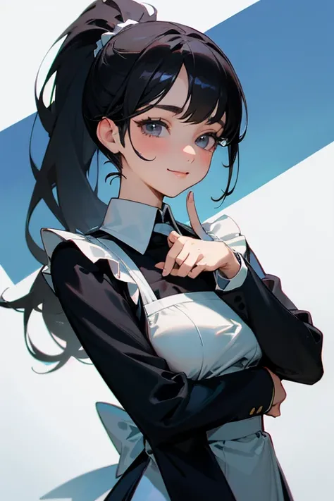 (       highest resolution,     clear    _image)、(       top quality).single, One woman, Alone,       masterpiece      , ((       ponytail)).   semi-realistic   ,          black hair  のショートヘア,          black hair  , bangs, 18 years old,     mature, light b...