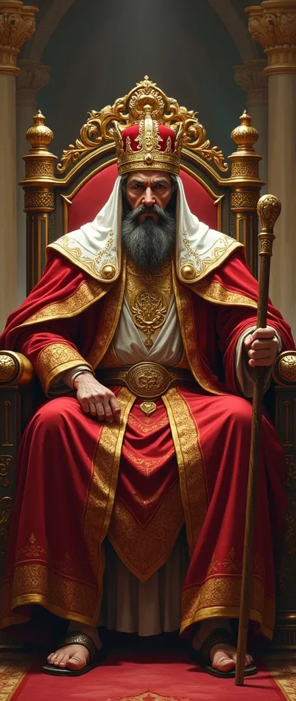 . King Darius (The Wise and Kind-Hearted King)

Appearance: Middle-aged man with a strong yet compassionate face. He has one leg and one eye, dressed in royal robes adorned with intricate gold embroidery. His crown is simple yet elegant, symbolizing wisdom...